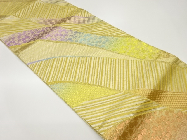 JAPANESE FUKURO OBI / SILK / WOVEN SAKURA & DIAGONAL STRIPE